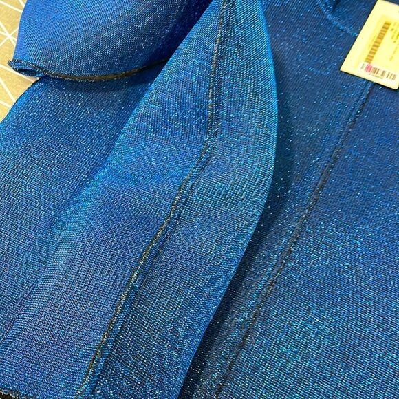 GOLDEN GOOSE Neon Blue Diana Lurex Neoprene Top Size XS Mock Neck Sweatshirt - Picture 9 of 11